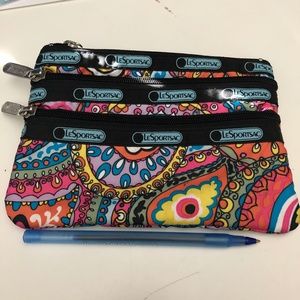 LeSportsac paisley 3-zip cosmetic bag